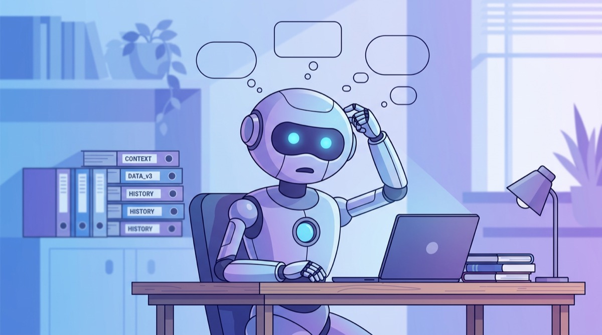 Why AI agents forget context between sessions — illustrated workflow