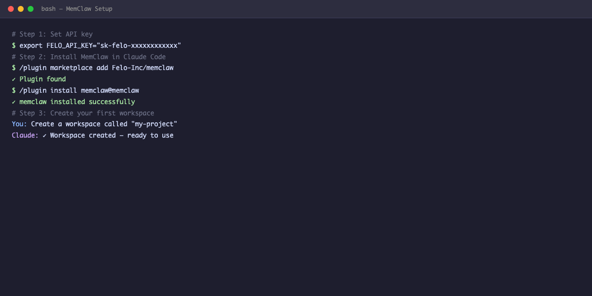 Installing MemClaw in Claude Code — step by step setup guide