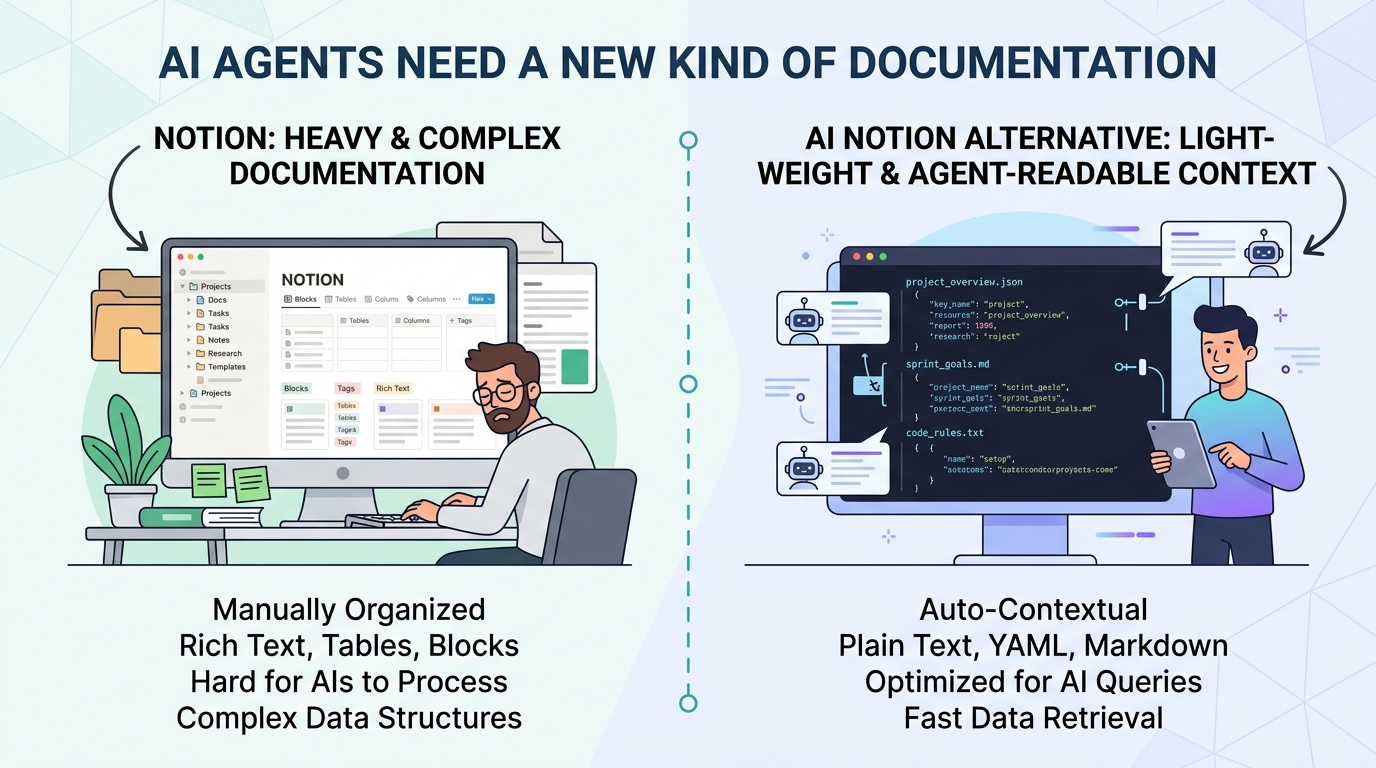 Notion alternative for developers using AI agents — project context management comparison