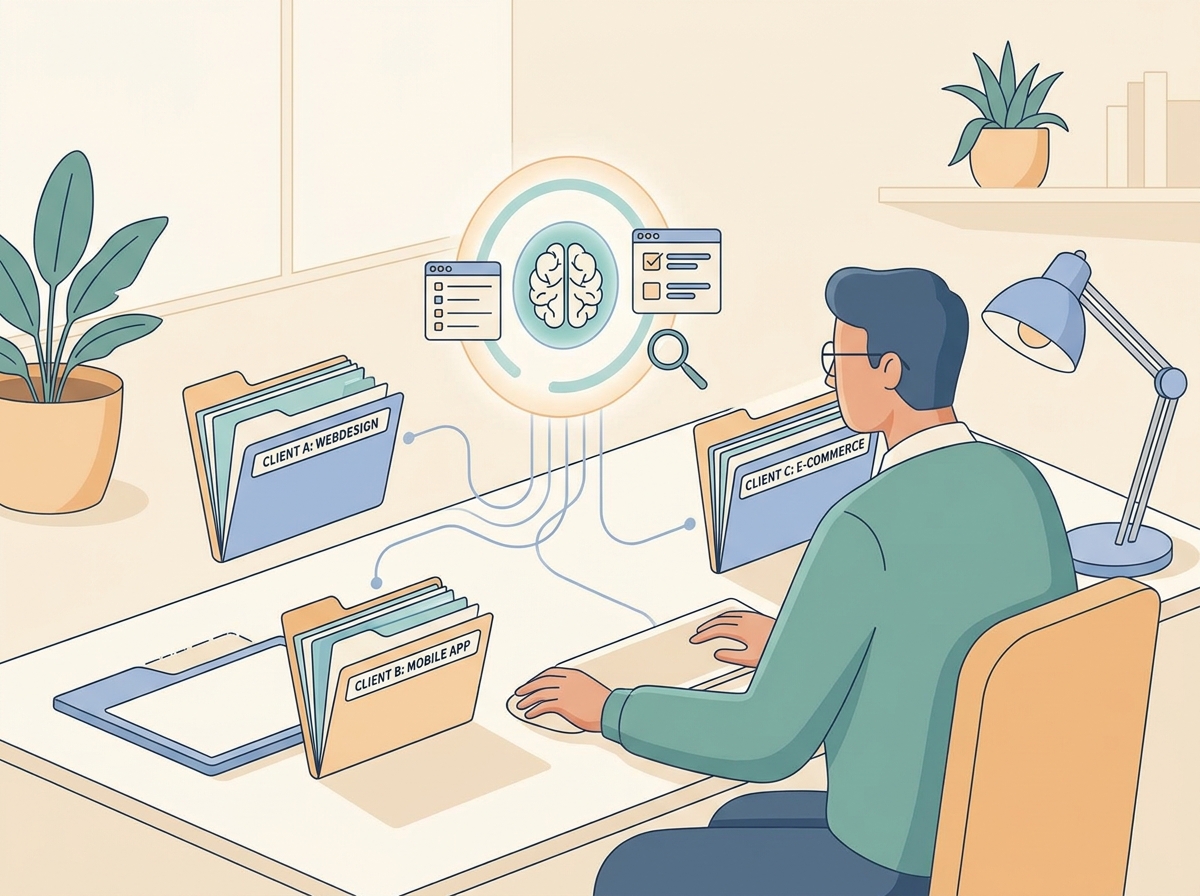 Hero illustration of AI-assisted multi-project management