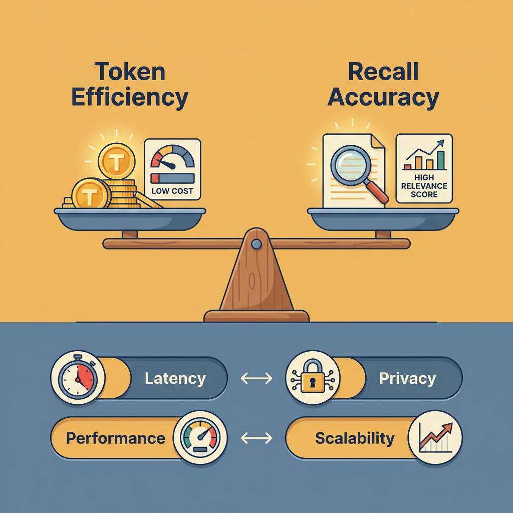 Key challenges in agent memory systems: token efficiency, latency, privacy, and scalability