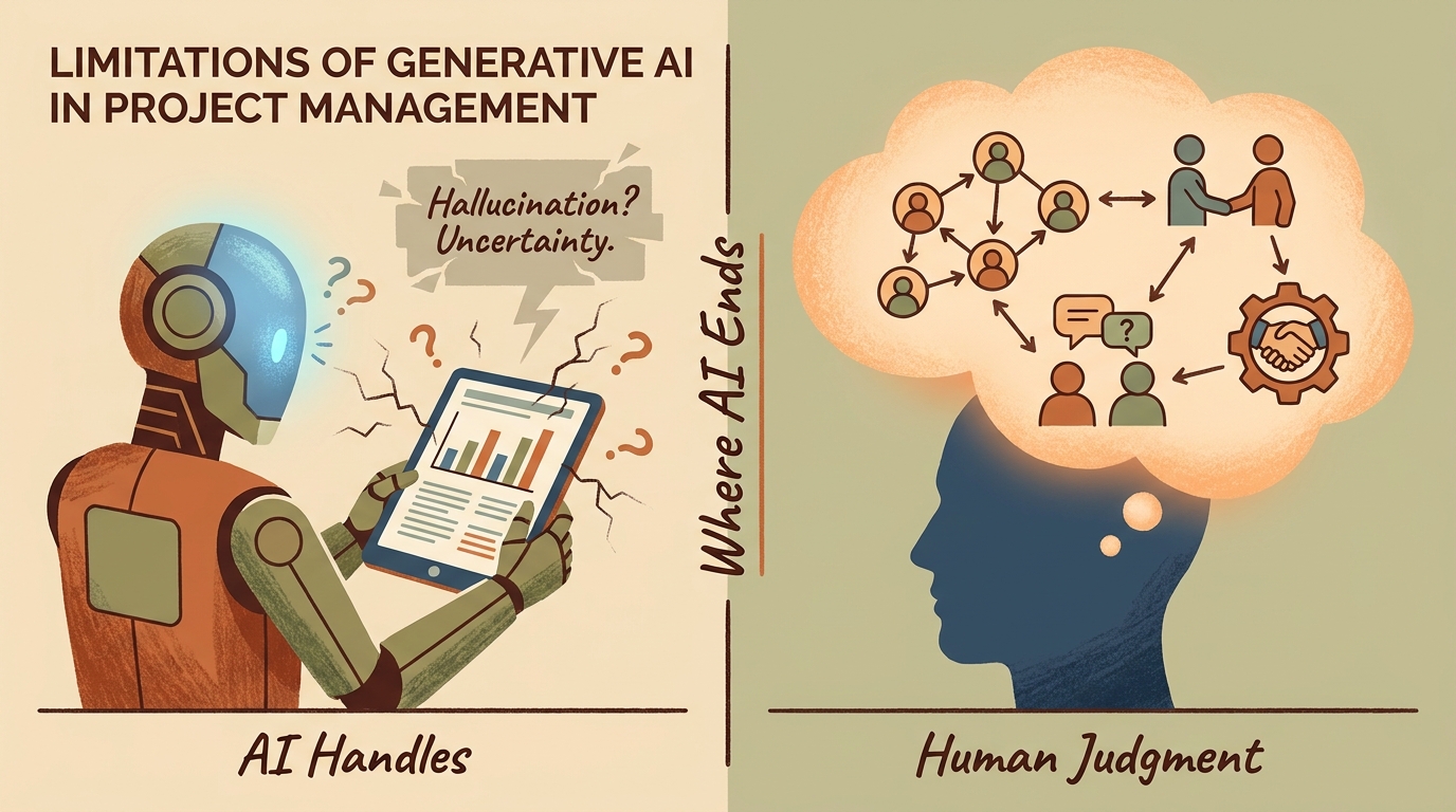 The boundary between AI automation and human judgment in project management